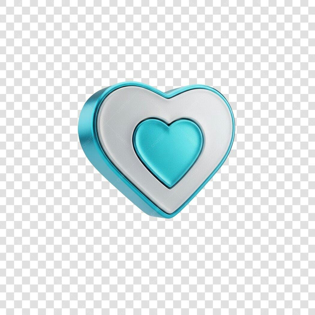 Icone Coração Azul e Branco PNG com fundo transparente