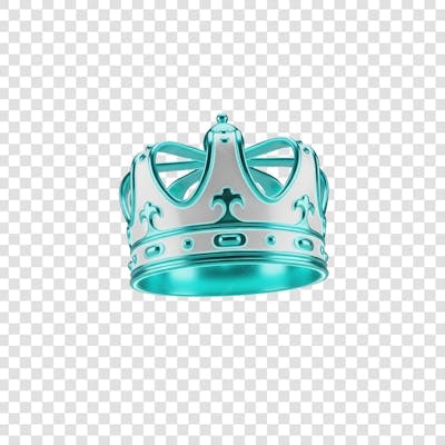 Coroa Rei Rainha Icon Azul e Branco Brilhante Elemento 3D Render PNG Transparente (8)