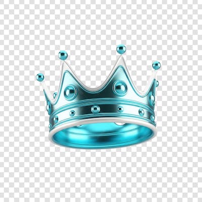 Coroa Rei Rainha Icon Azul e Branco Brilhante Elemento 3D Render PNG Transparente (9)