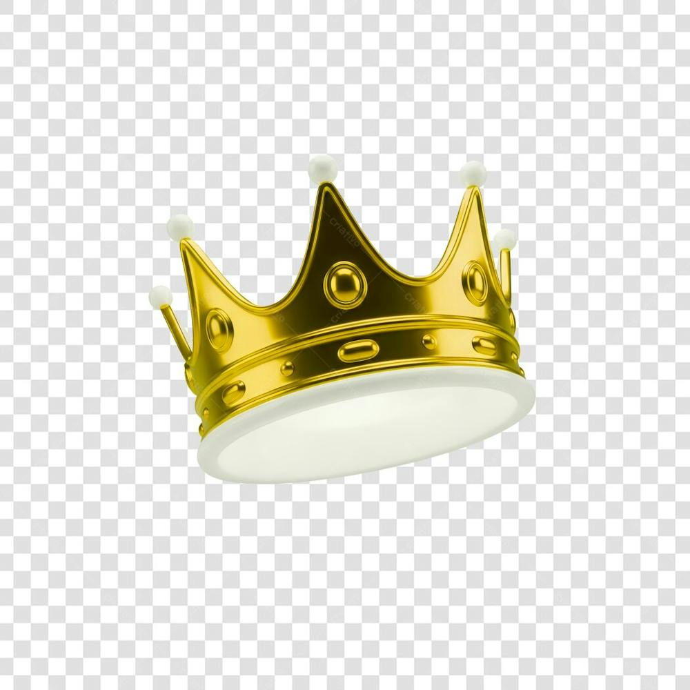 Coroa Rei Rainha Icon Amarelo dourado e Branco Brilhante Elemento 3D Render PNG Transparente (13)
