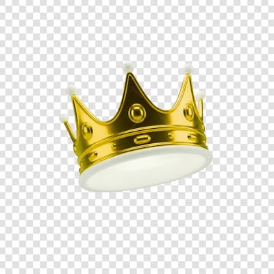 Coroa Rei Rainha Icon Amarelo dourado e Branco Brilhante Elemento 3D Render PNG Transparente (13)