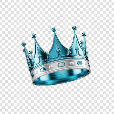 Coroa Rei Rainha Icon Azul e Branco Brilhante Elemento 3D Render PNG Transparente (17)