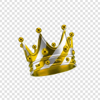 Coroa Rei Rainha Icon Amarelo dourado e Branco Brilhante Elemento 3D Render PNG Transparente (6)