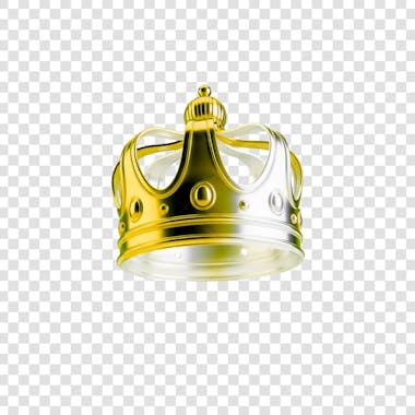 Coroa Rei Rainha Icon Amarelo dourado e Branco Brilhante Elemento 3D Render PNG Transparente (15)