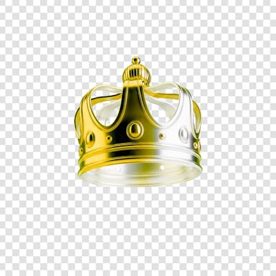 Coroa Rei Rainha Icon Amarelo dourado e Branco Brilhante Elemento 3D Render PNG Transparente (15)
