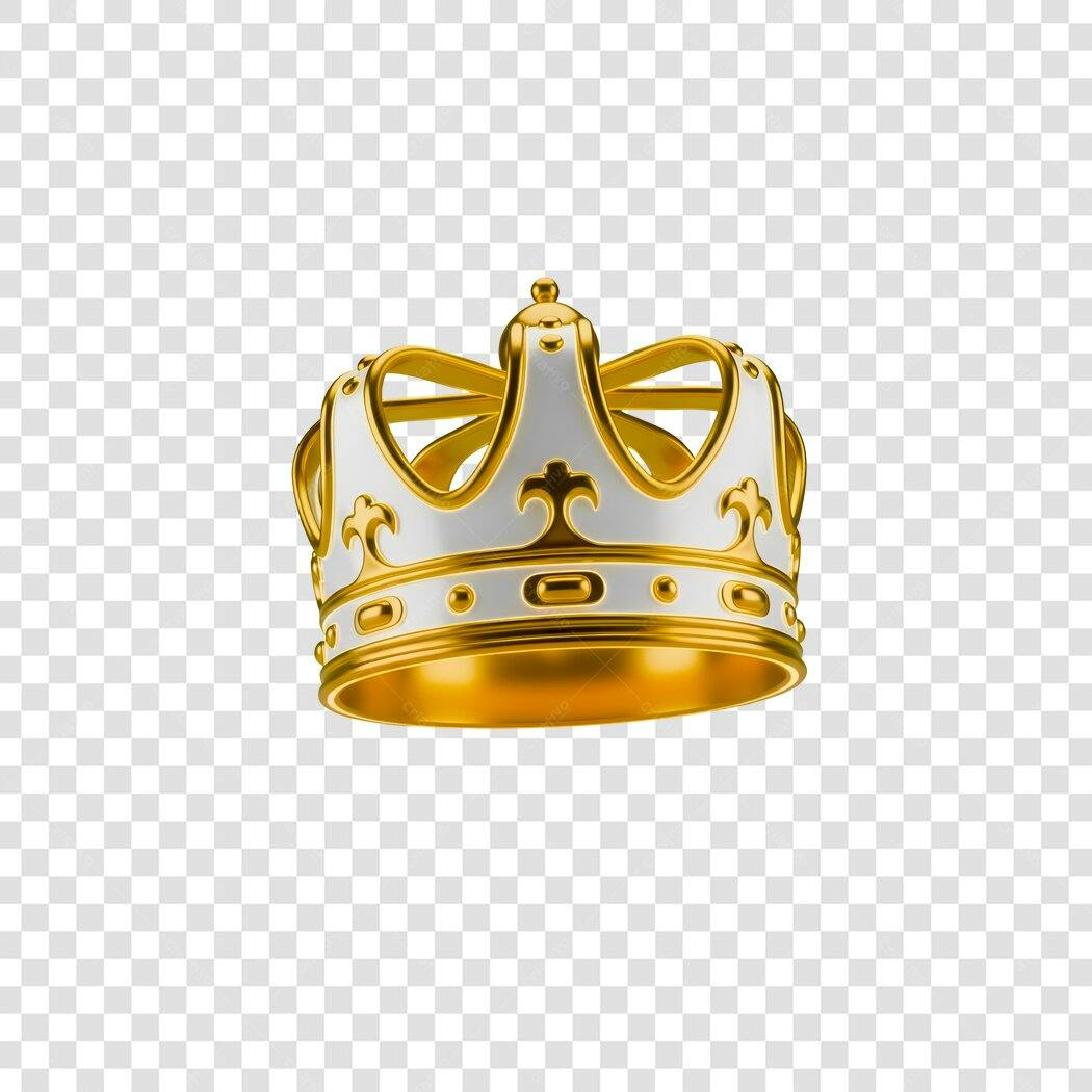 Logo PNG com fundo transparente coroa dourada e branca