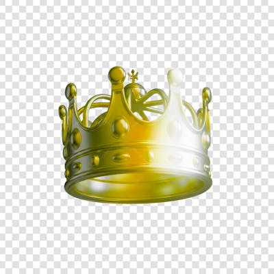 Coroa Rei Rainha Icon Amarelo dourado e Branco Brilhante Elemento 3D Render PNG Transparente (19)