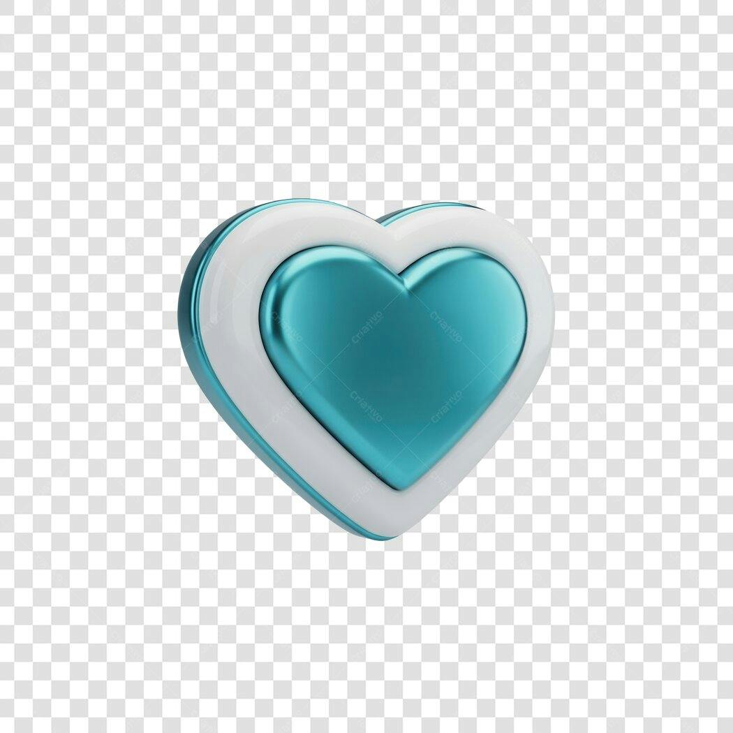 Icone Coração Azul e Branco PNG com fundo transparente