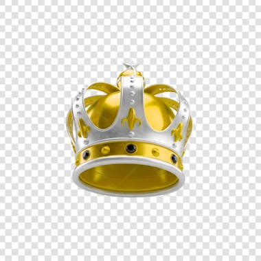 Coroa Rei Rainha Icon Amarelo dourado e Branco Brilhante Elemento 3D Render PNG Transparente (16)