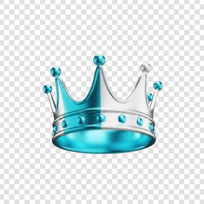 Coroa Rei Rainha Icon Azul e Branco Brilhante Elemento 3D Render PNG Transparente (14)