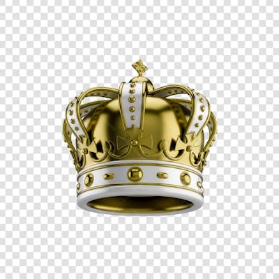 Coroa Rei Rainha Icon Amarelo dourado e Branco Brilhante Elemento 3D Render PNG Transparente (3)