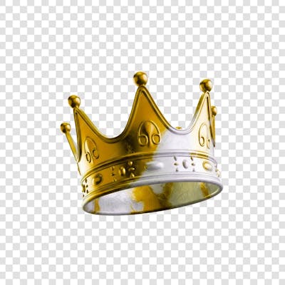 Coroa Rei Rainha Icon Amarelo dourado e Branco Brilhante Elemento 3D Render PNG Transparente (5)