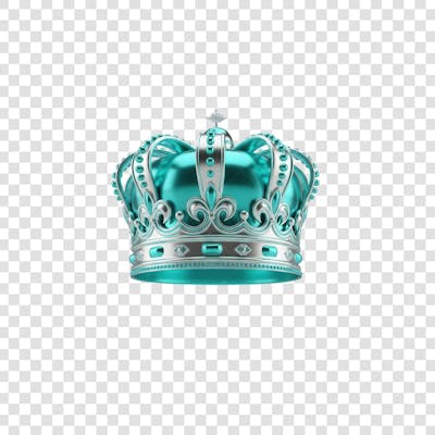 Coroa Rei Rainha Icon Azul e Branco Brilhante Elemento 3D Render PNG Transparente (12)