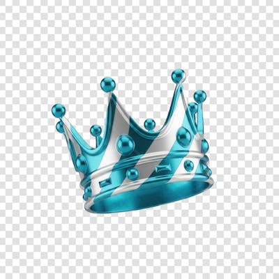 Coroa Rei Rainha Icon Azul e Branco Brilhante Elemento 3D Render PNG Transparente (6)