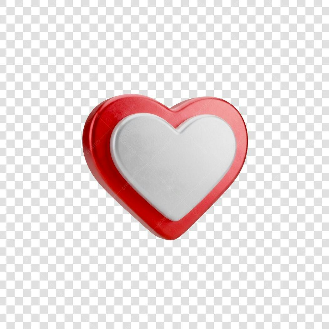 Icone Coração Vermelho e Branco PNG com fundo transparente