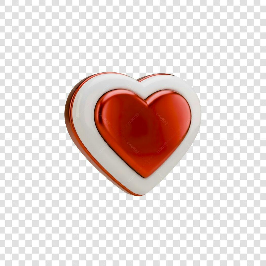 Icone Coração Vermelho e Branco PNG com fundo transparente