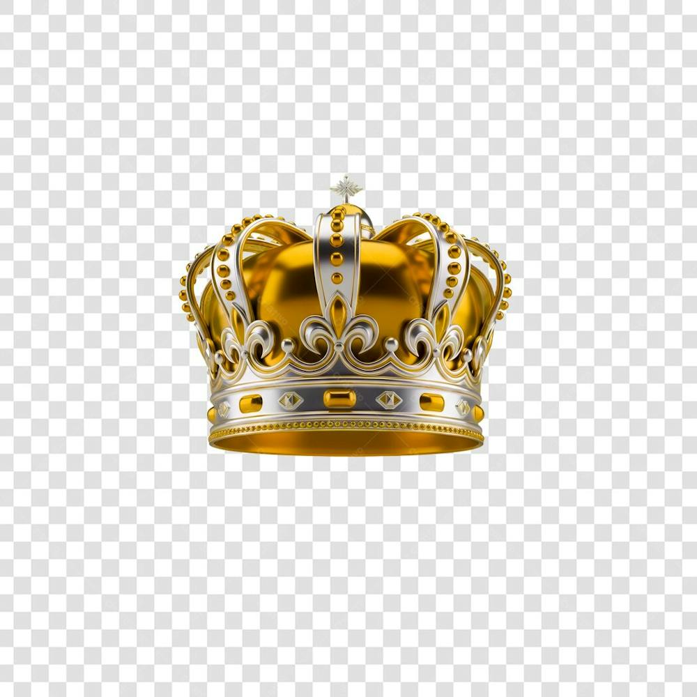 Coroa Rei Rainha Icon Amarelo dourado e Branco Brilhante Elemento 3D Render PNG Transparente (12)