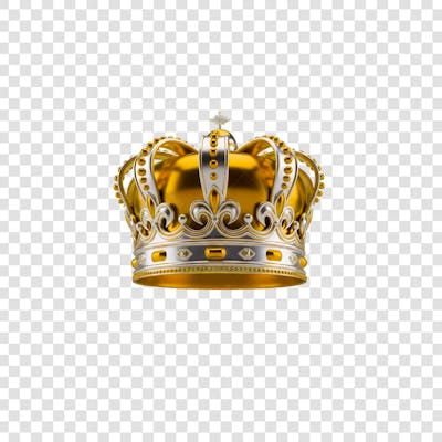 Coroa Rei Rainha Icon Amarelo dourado e Branco Brilhante Elemento 3D Render PNG Transparente (12)