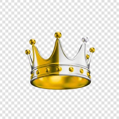 Coroa Rei Rainha Icon Amarelo dourado e Branco Brilhante Elemento 3D Render PNG Transparente (14)