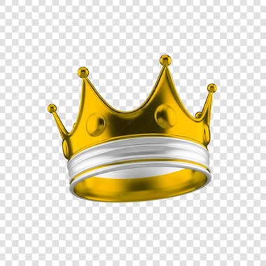 Coroa Rei Rainha Icon Amarelo dourado e Branco Brilhante Elemento 3D Render PNG Transparente (7)