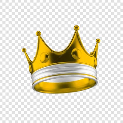 Coroa Rei Rainha Icon Amarelo dourado e Branco Brilhante Elemento 3D Render PNG Transparente (7)