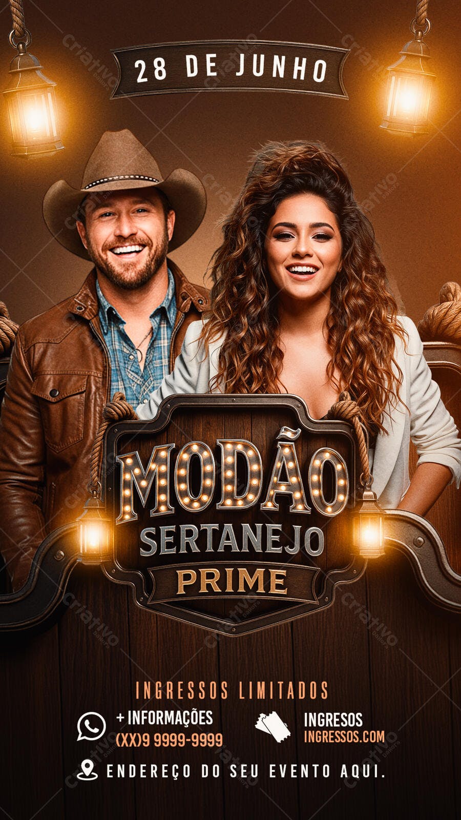 Flyer Festa Sertaneja 28 de Junho PSD Editável