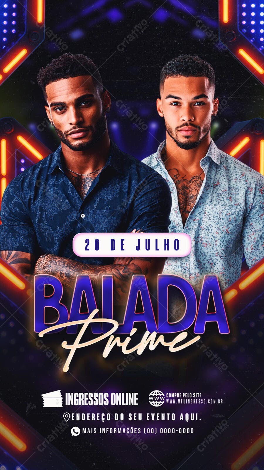 Flyer Balada Prime 20 de Julho PSD Editável