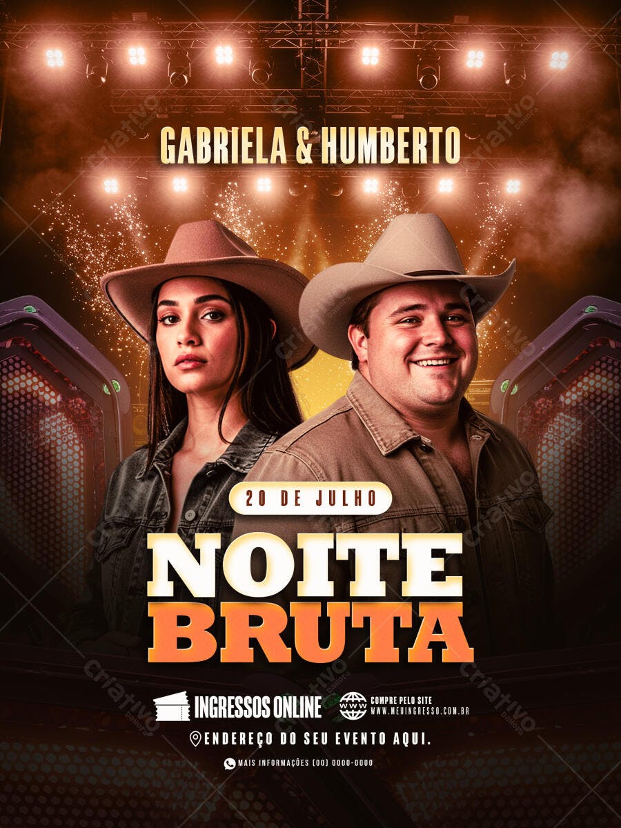 Flyer para Show Sertanejo 20 de Julho PSD Editável
