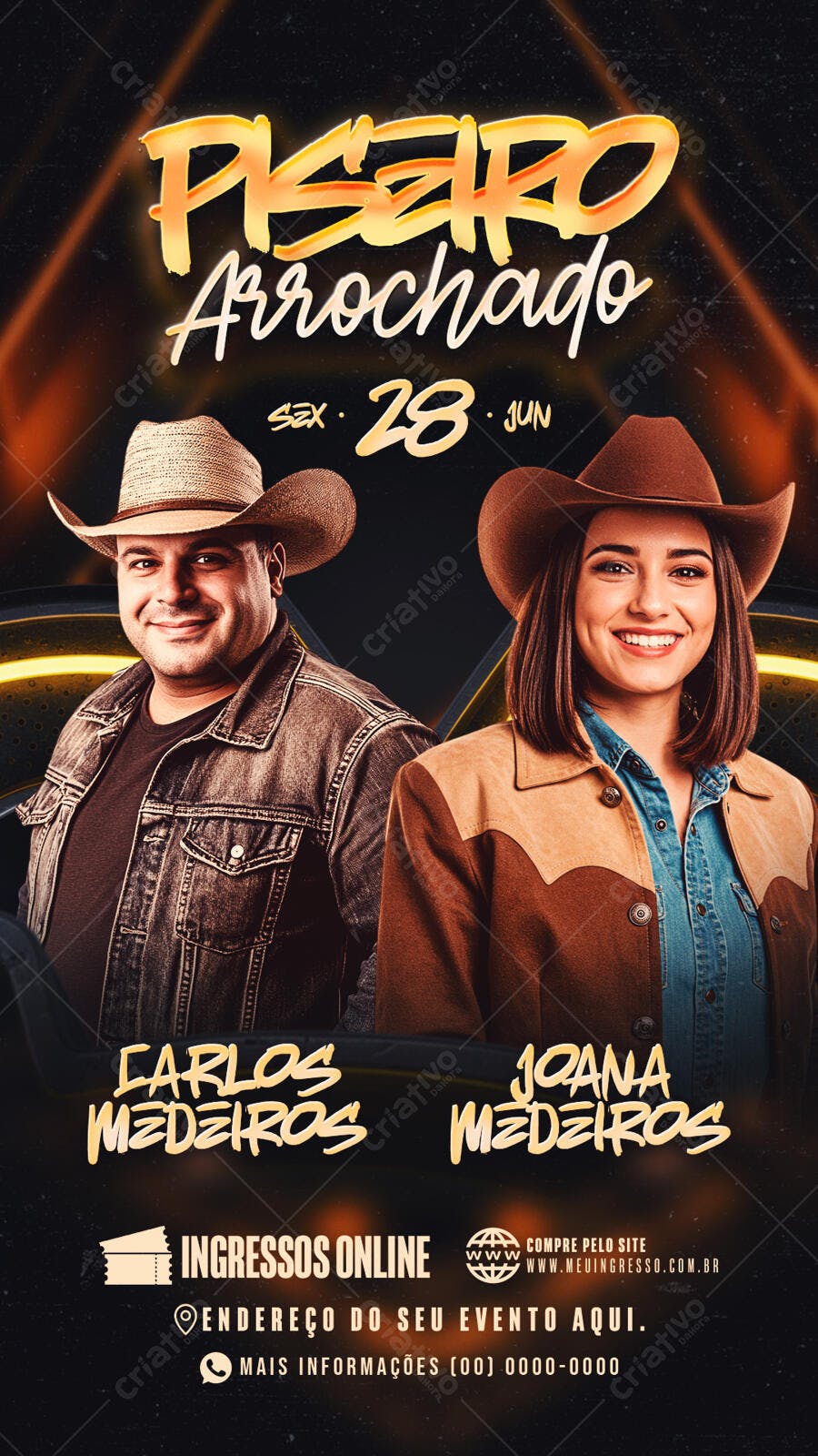 Flyer Sertanejo para Show 28 de Junho PSD Editável