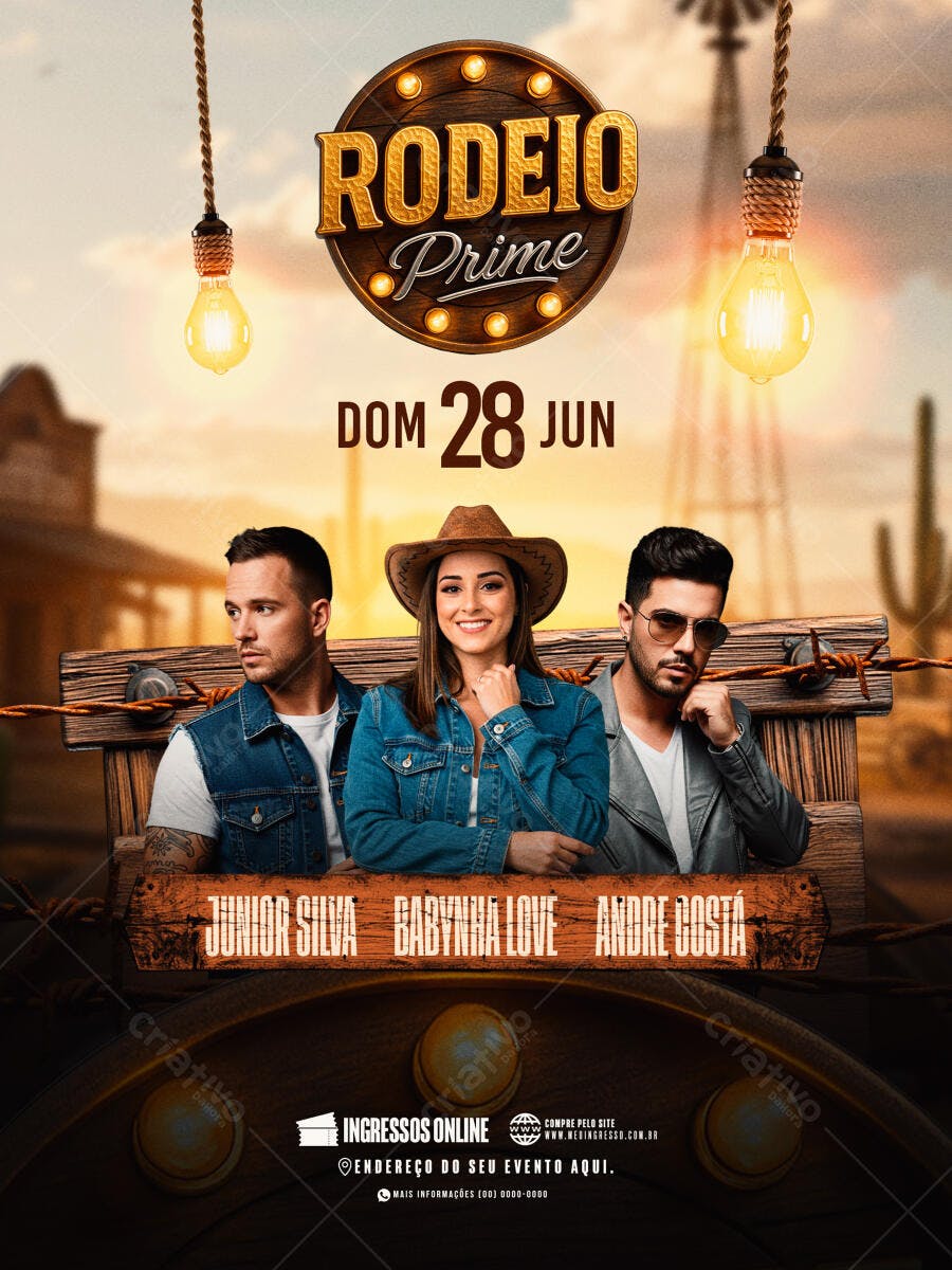 Flyer para Rodeio Prime - Dom 28 Jun PSD Editável