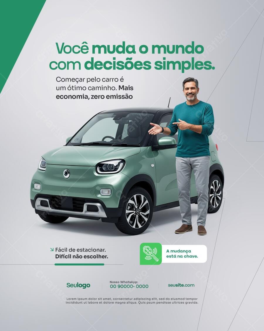 Banner Carro Elétrico Verde PSD Editável