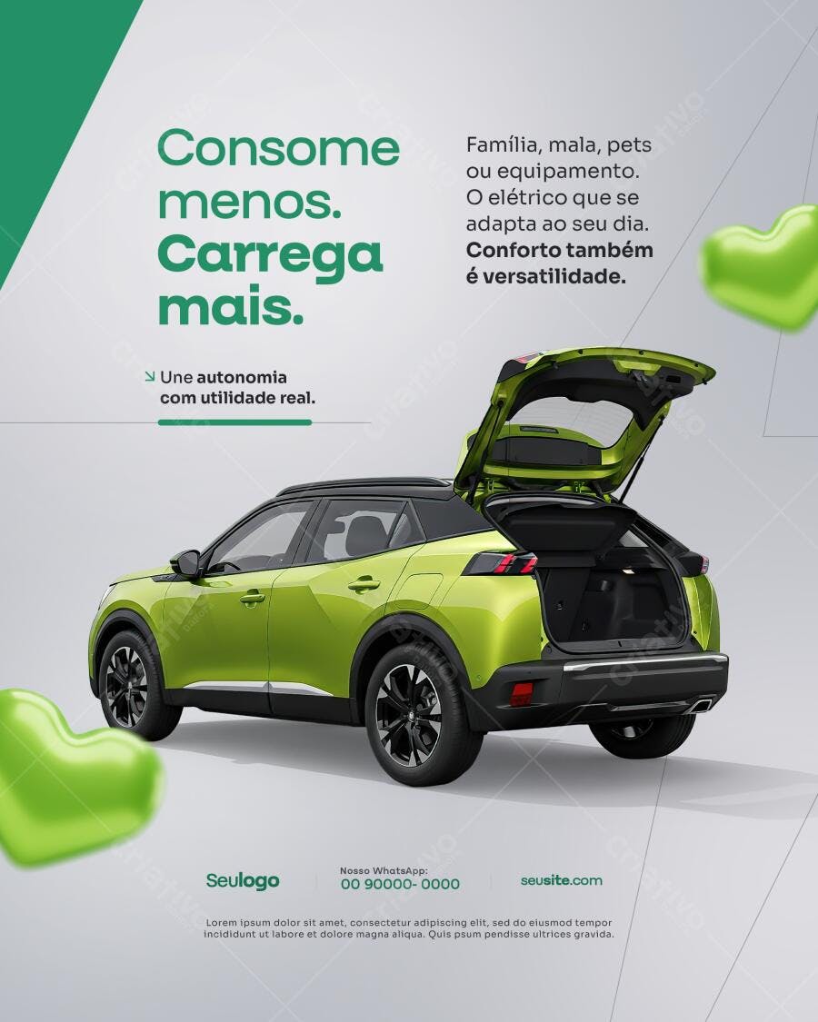 Banner Carro Elétrico Verde PSD Editável