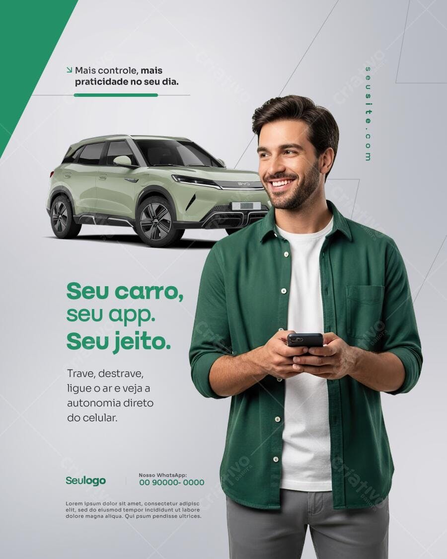 Anúncio Carro Verde PSD Editável