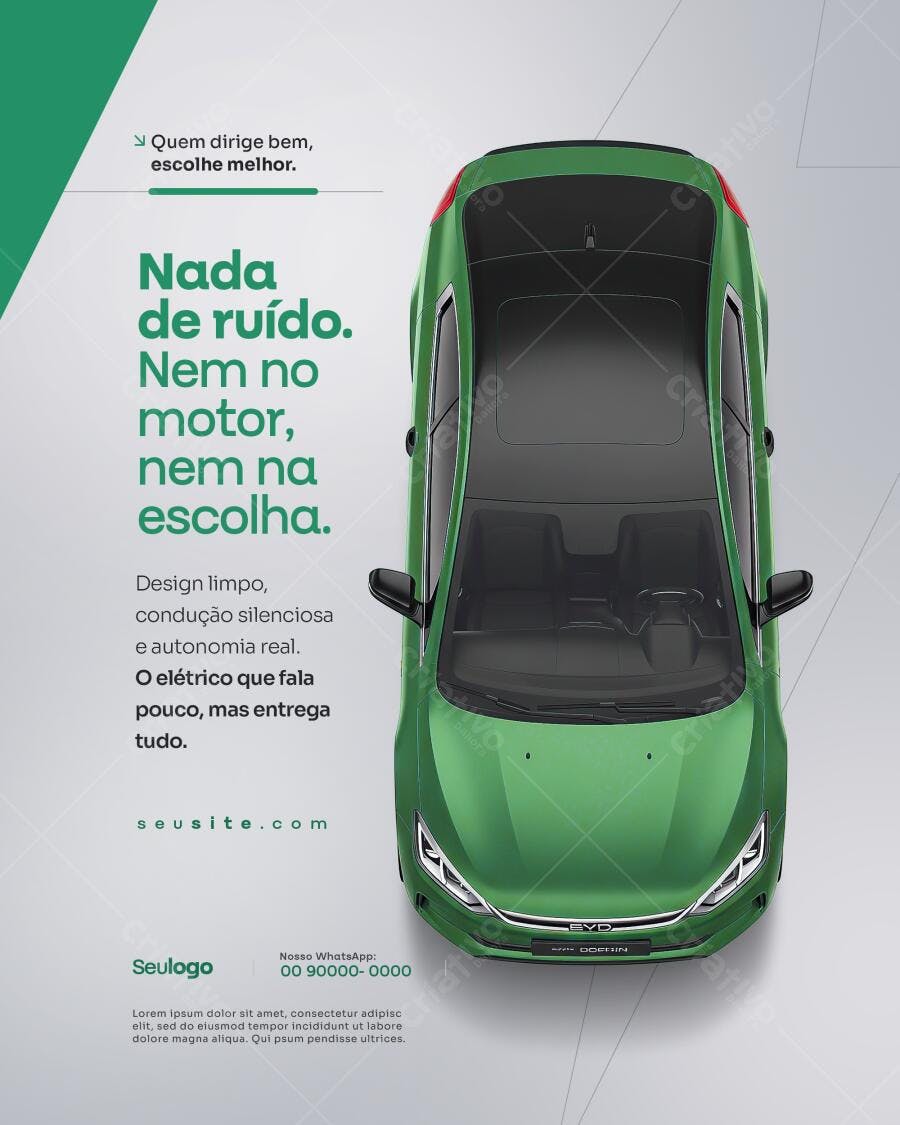 Anúncio Carro Elétrico Verde PSD Editável