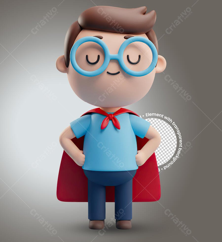 Ilustração PNG Menino Super Herói com fundo transparente