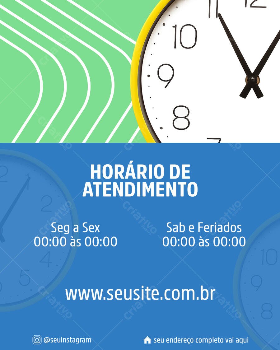 Post PSD para Horário de Atendimento PSD Editável