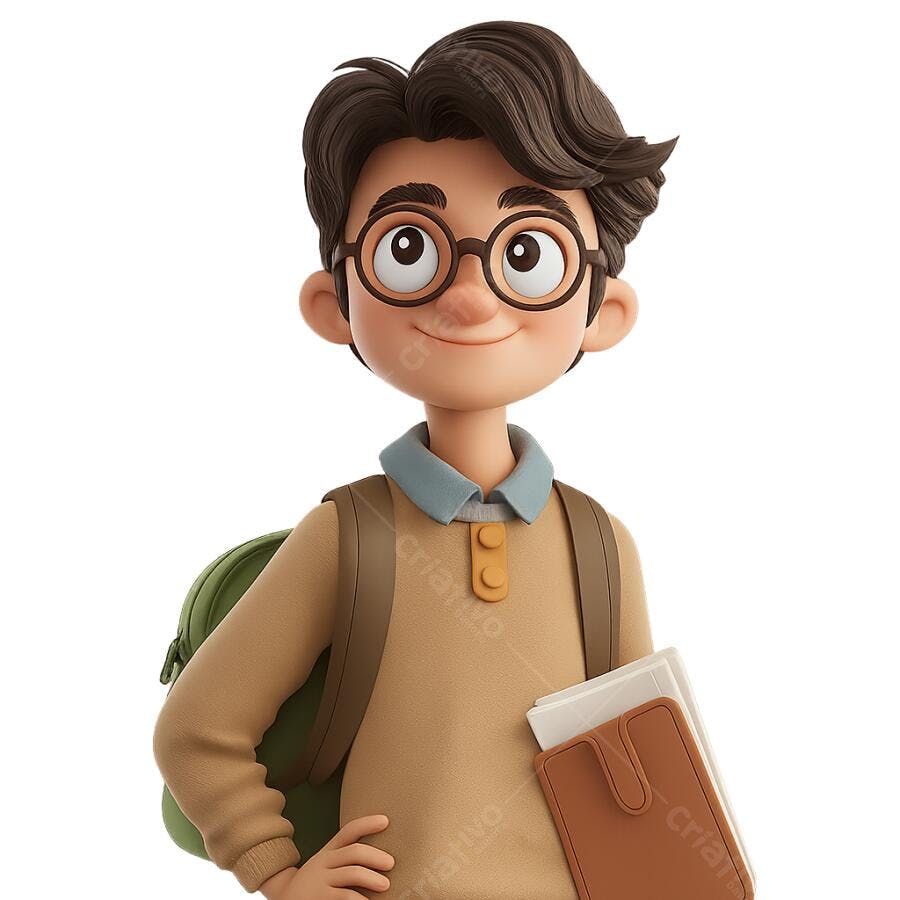 Ilustração Menino Estudante PNG com fundo transparente