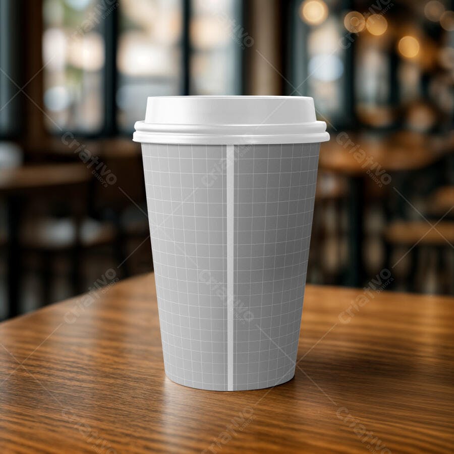 Mockup Realista de Copo Descartável para Café