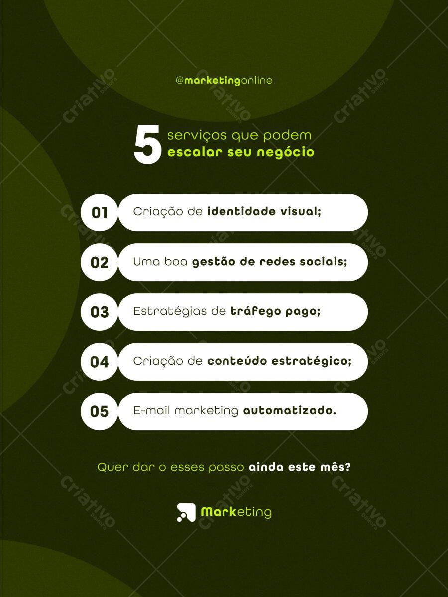 Post Instagram para Marketing Digital PSD Editável