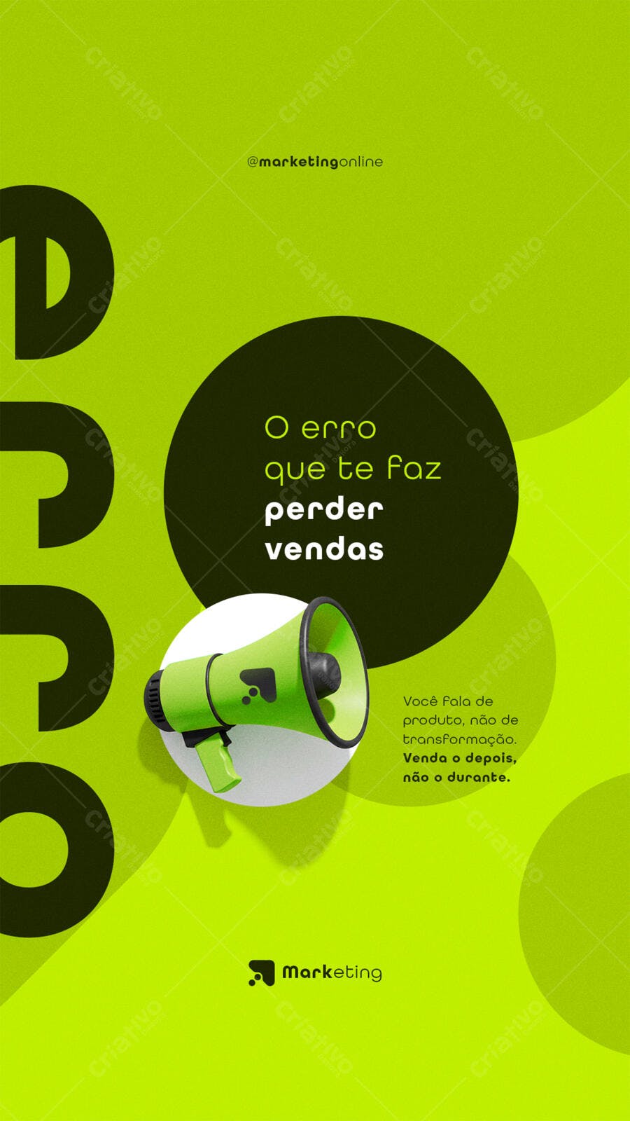 Poster de Marketing Verde e Preto PSD Editável