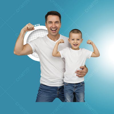 Pai e Filho Juntos e Sorrindo – Imagem PNG Emocionante com Fundo Transparente 06
