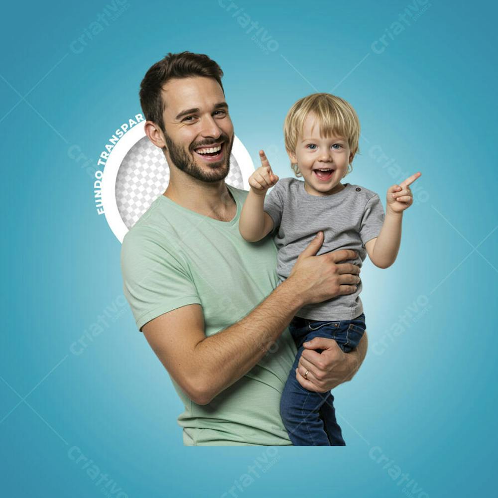 Pai e Filho Compartilhando um Sorriso – Imagem PNG 04