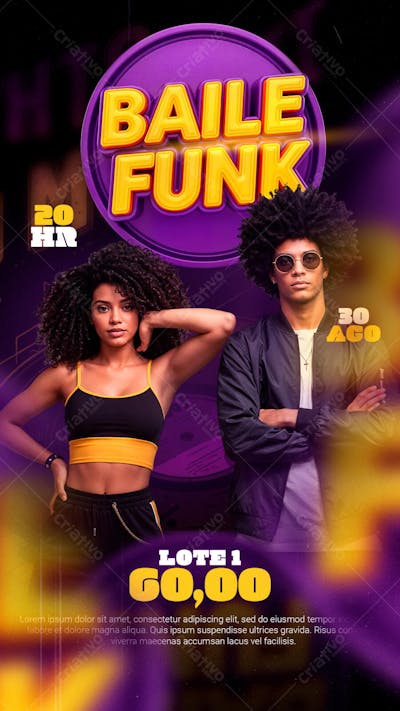 Flyer Baile Funk Social Media Evento PSD Story
