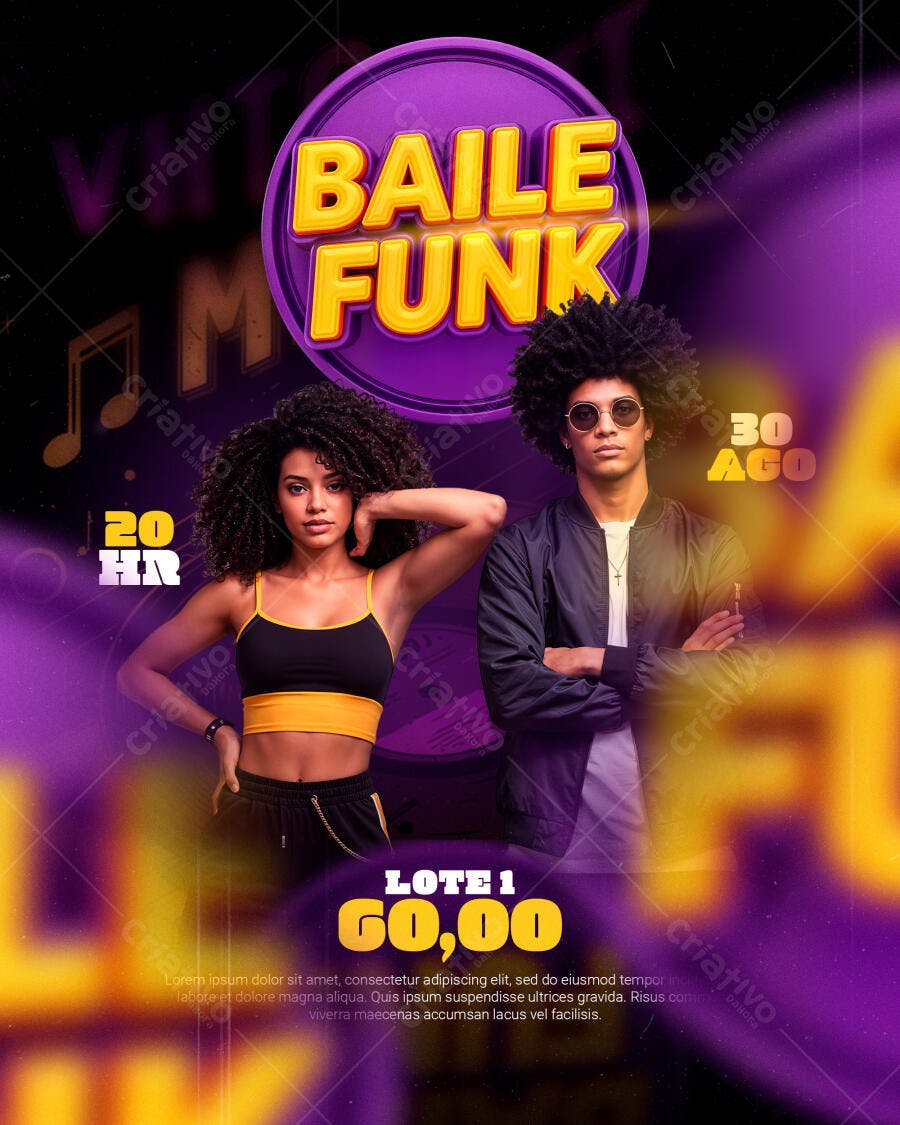 Flyer Baile Funk 30 de Agosto PSD Editável