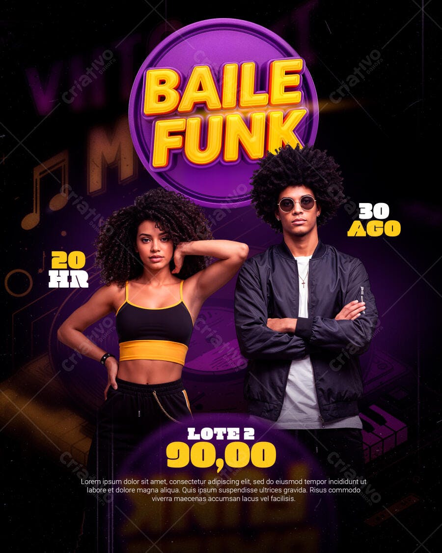 Flyer Baile Funk 30 de Agosto PSD Editável