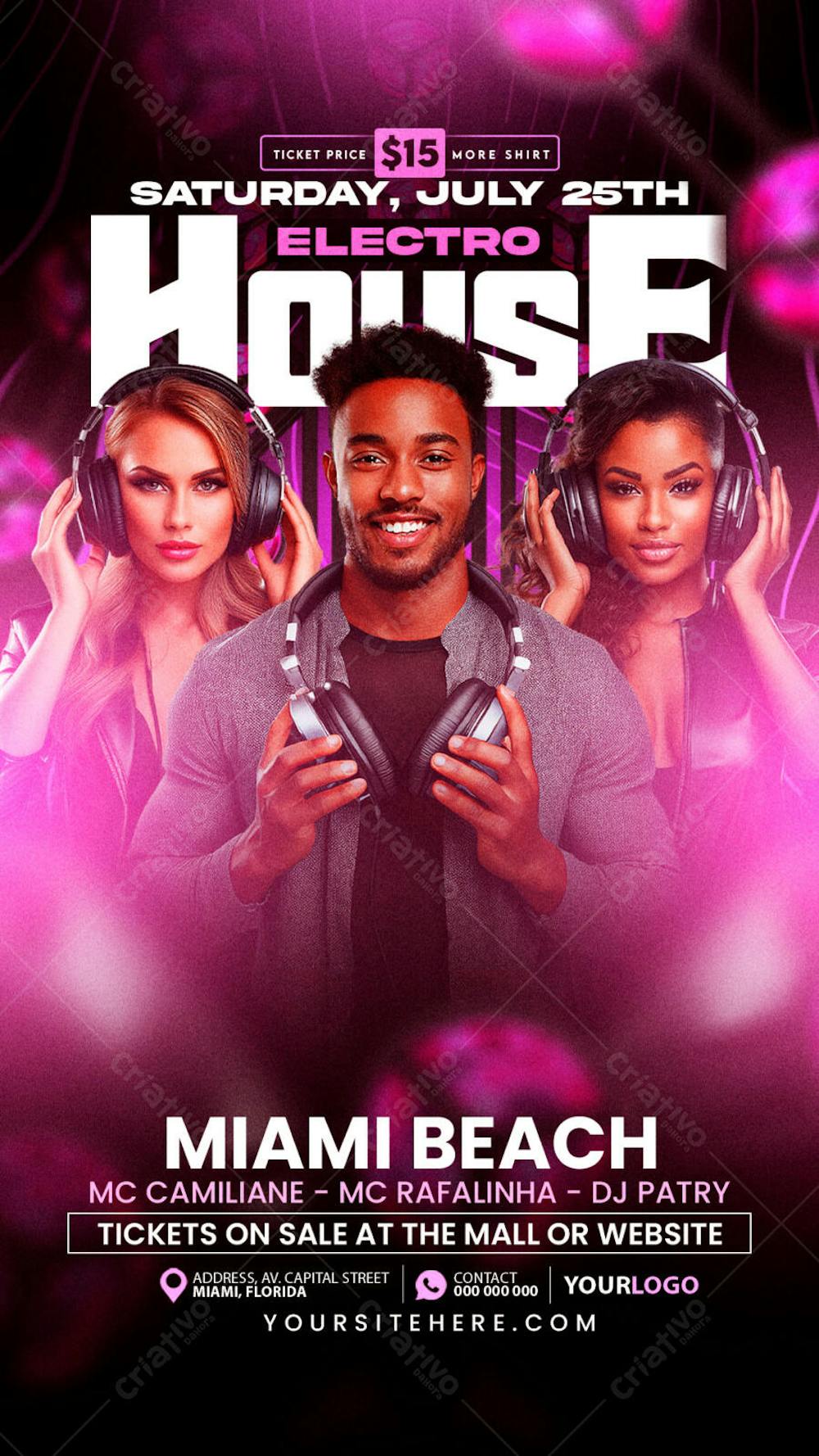 PSD night club dj party flyer social media story