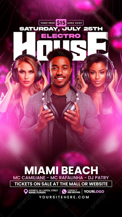 PSD night club dj party flyer social media story
