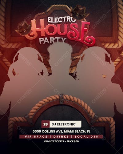 PSD club dj party and country flyer social media post professional