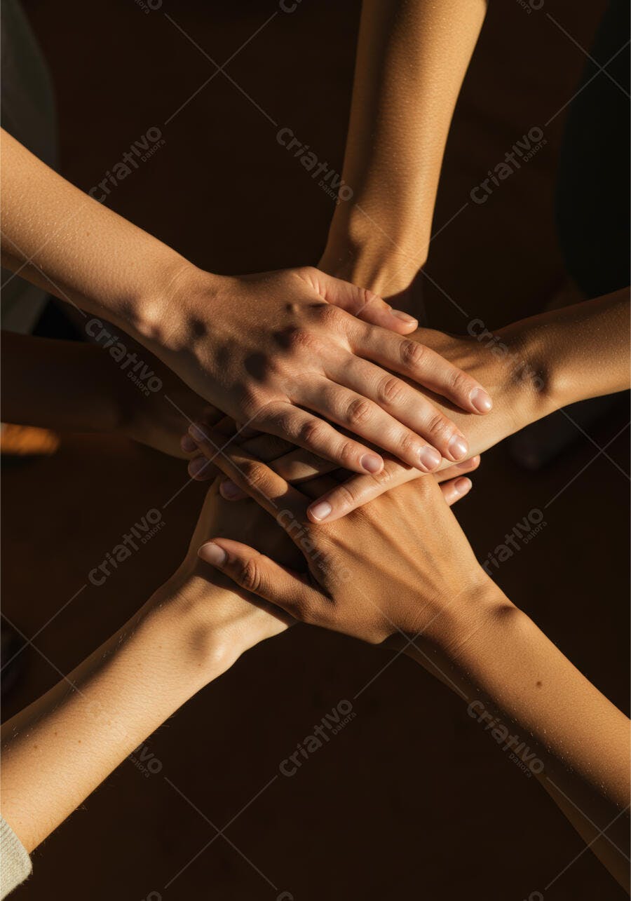 Mãos unidas em gesto de união