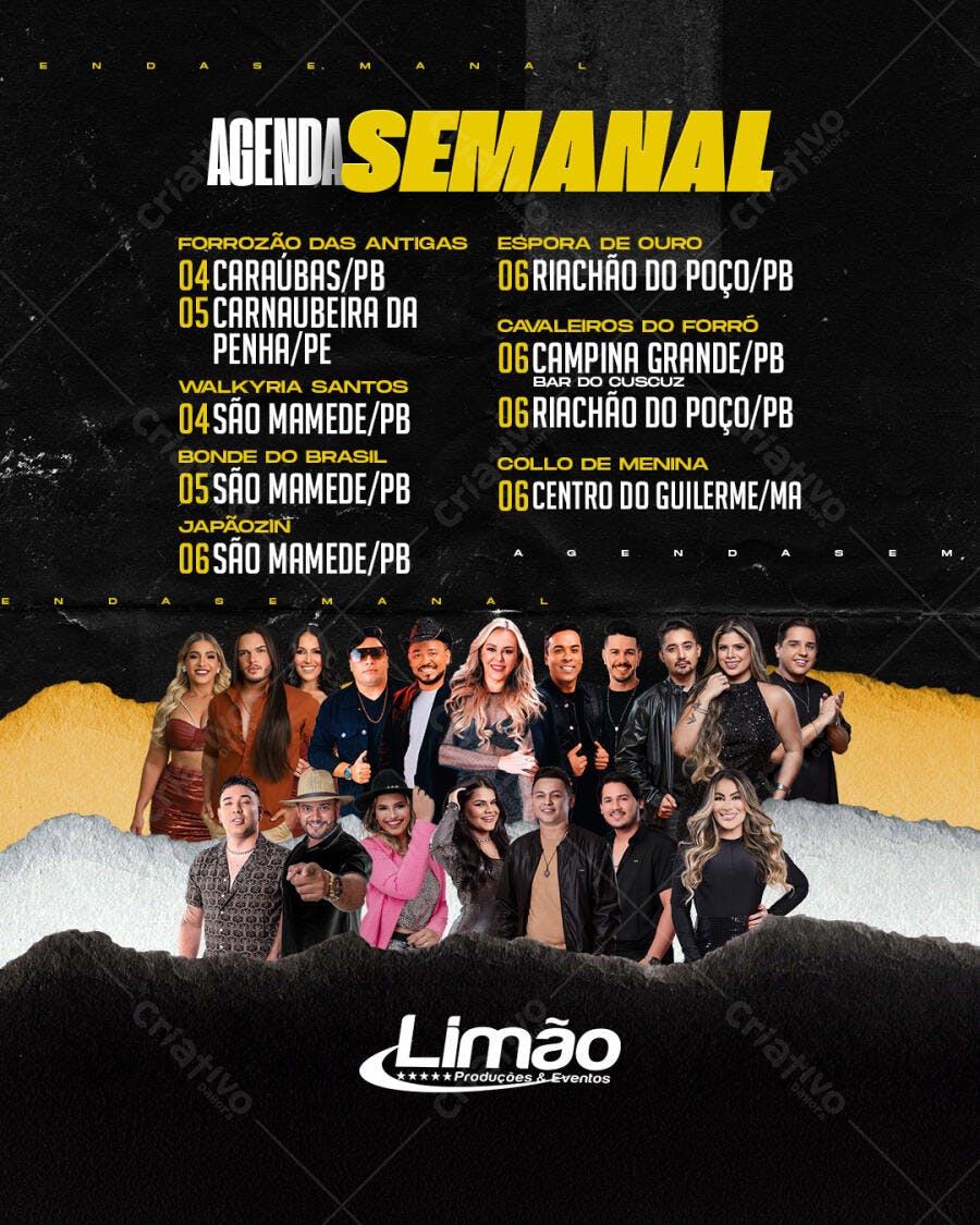 Flyer Agenda Semanal de Shows PSD Editável
